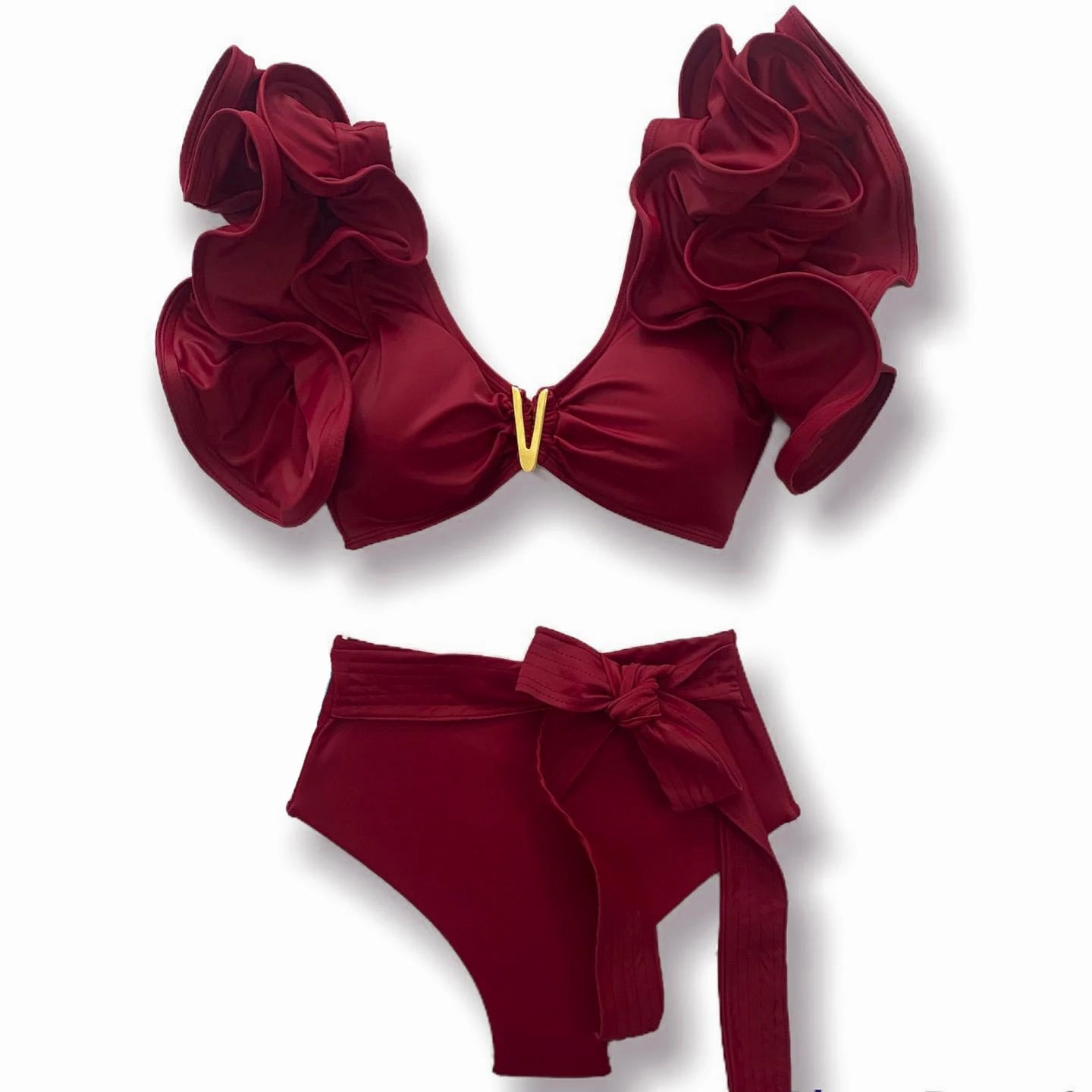 New Sexy Brazilian Bikini Set Ruffle Swimwear Women Push Up Swimsuit High Waist Print Floral Bathing Suit Biquini Female