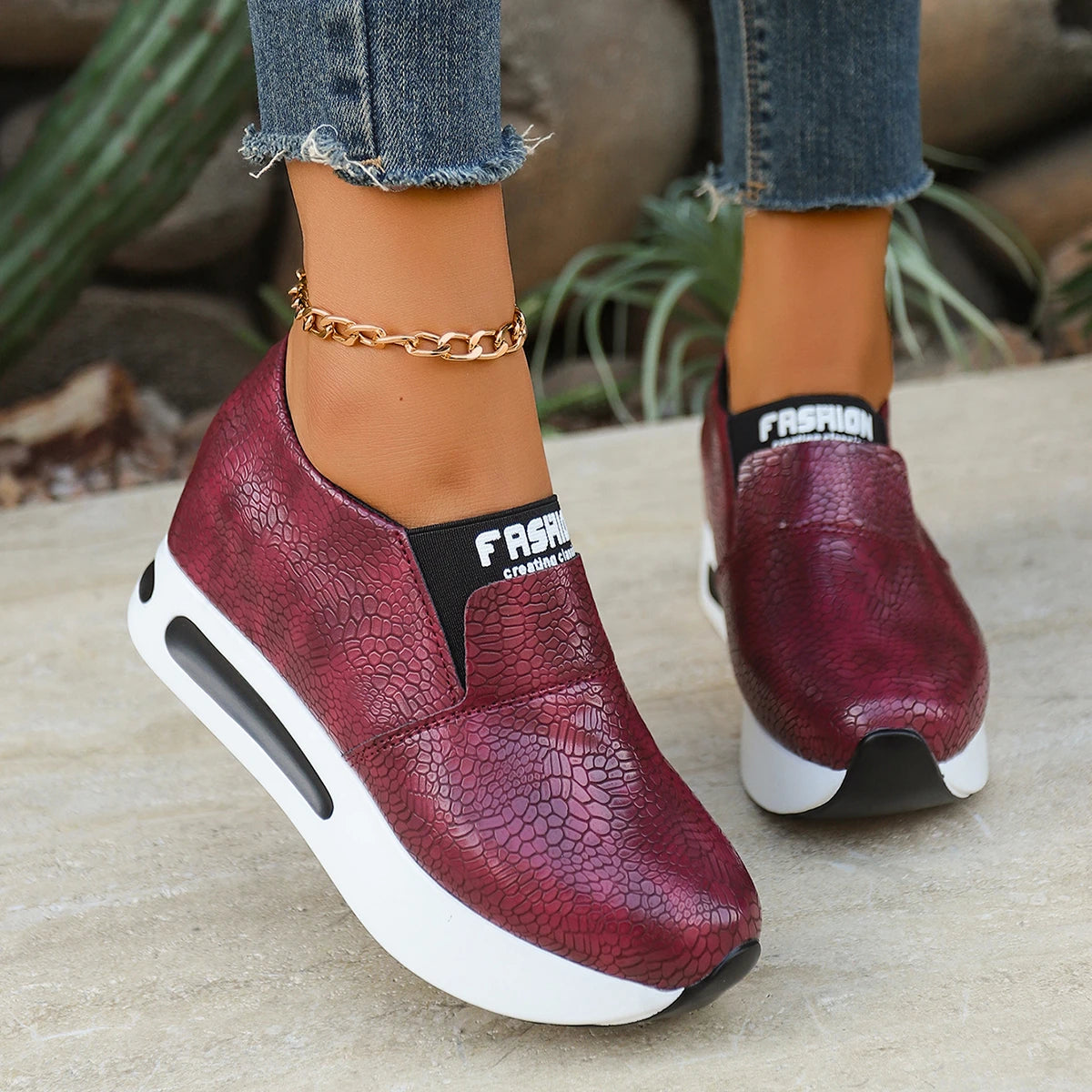 Women's Sneakers Spring Autumn Solid Color Comfortable Platform Walking Shoe Light Non-slip Thick-soled Low-top Shoes Zapatillas