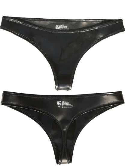 Shiny Matt Double Sided PU Leather Bikini Hot Shorts Wet Look PVC Briefs Reversible Tangas Sexy Panties G Strings Thong Calcinha