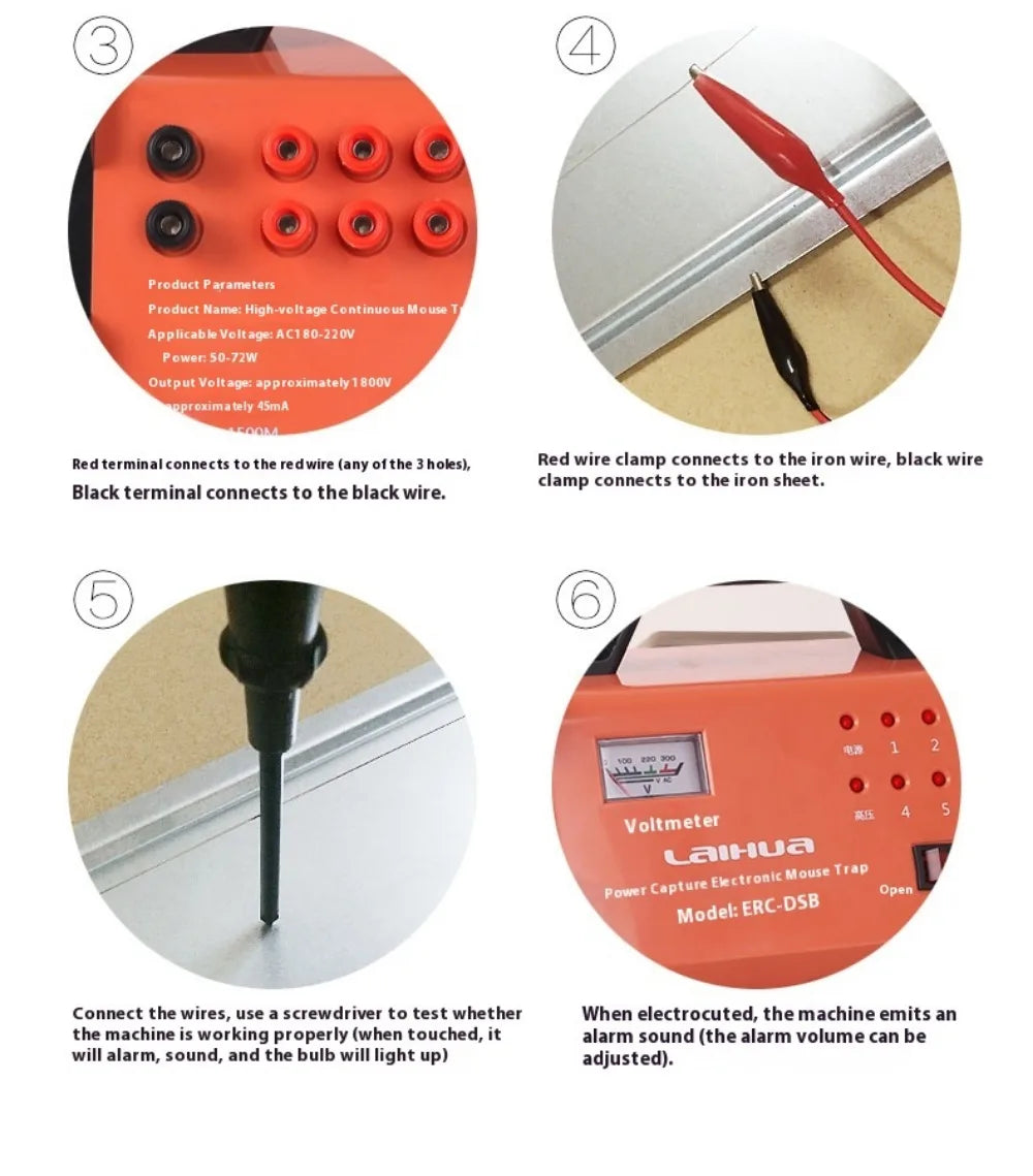 Electronic Mouse Trap Household high-voltage high-power infrared intelligent electronic mouse trapping machine 6-way mouse trap