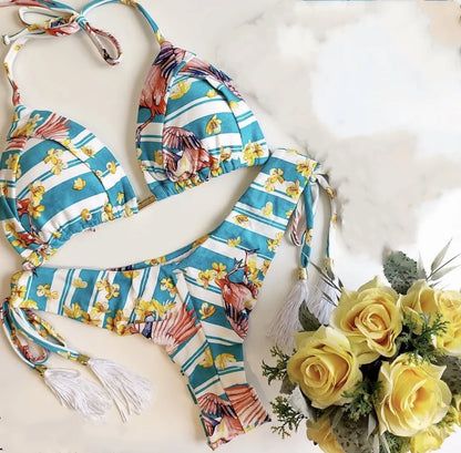 Women's Printed Bikini Beach Holiday Trio