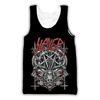 Slayer Rock Band 3D Print Tank Tops Men's Women Streetwear Hip Hop Oversized Fitness Gym Vest Sport Sleeveless Tops Men Clothing