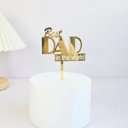 New Dad's Happy Birthday Cake Topper Golden Beer Super Dad High-grade Acrylic Father's Day Party Cake Toppers Dessert Decoration
