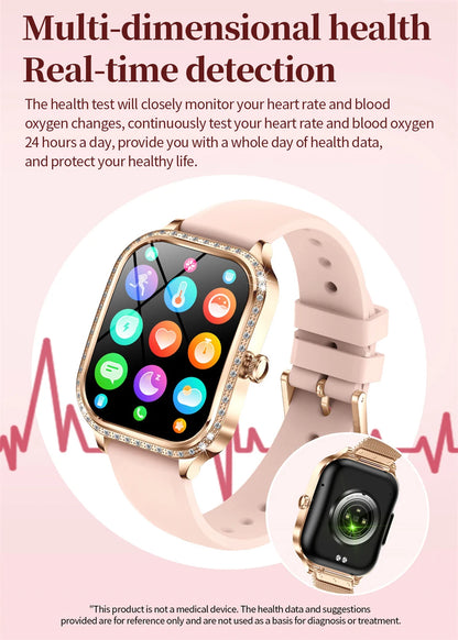 2026 Fashion Women Smart Watch Bluetooth Call Custom Watch Face Fitness Tracker IP68 Waterproof Smartwatch Woman for Android IOS