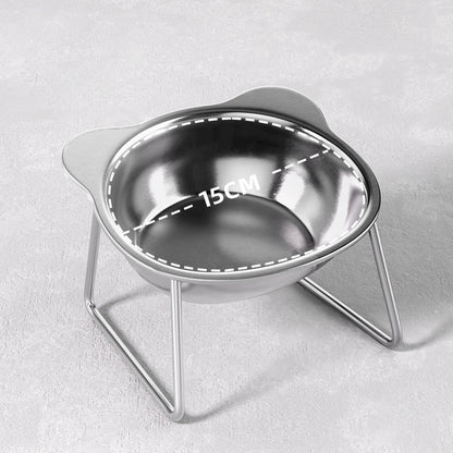 Raised Cat Bowls Tilted Neck Guard Cat Food Bowl 304 Stainless Steel Shatter-resistant Elevated 15° Pet Supplies For Puppy Cat