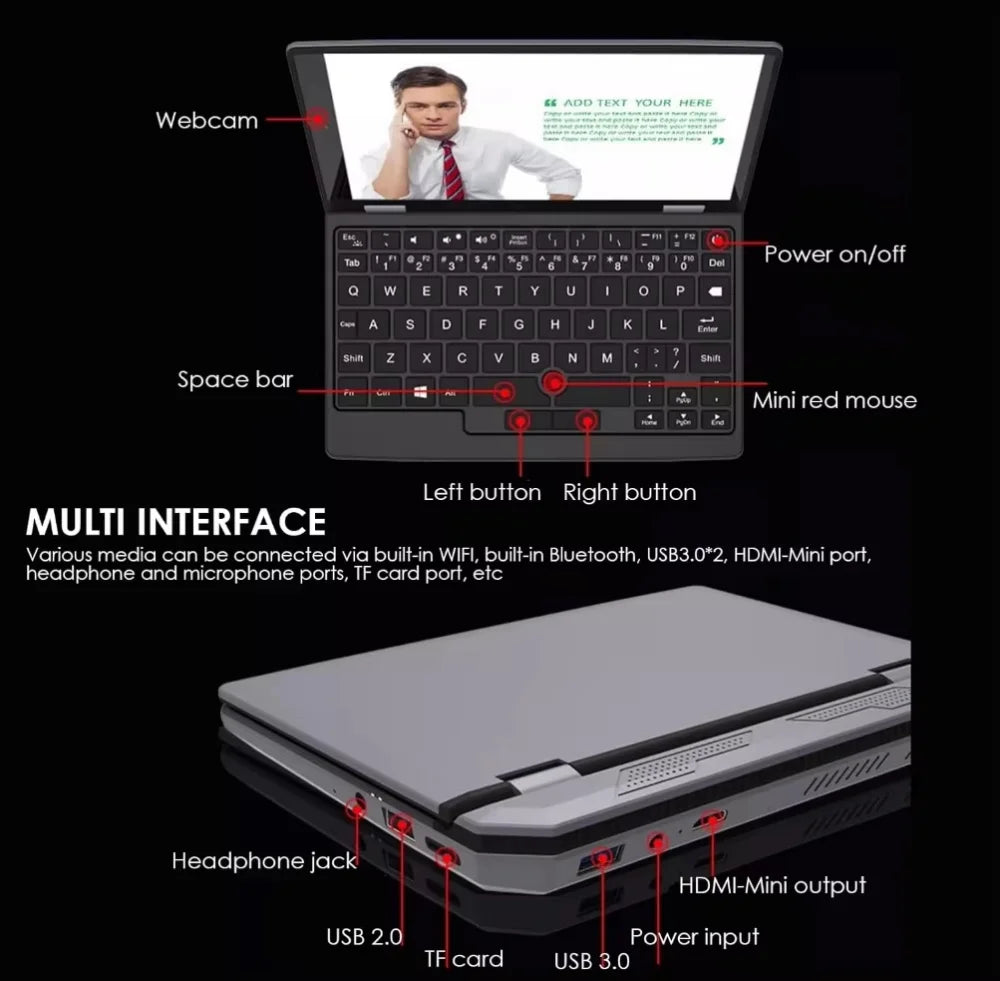 Mini Laptop IPS Touch Screen Intel N95 CPU 16GB+256GB Netbook PC