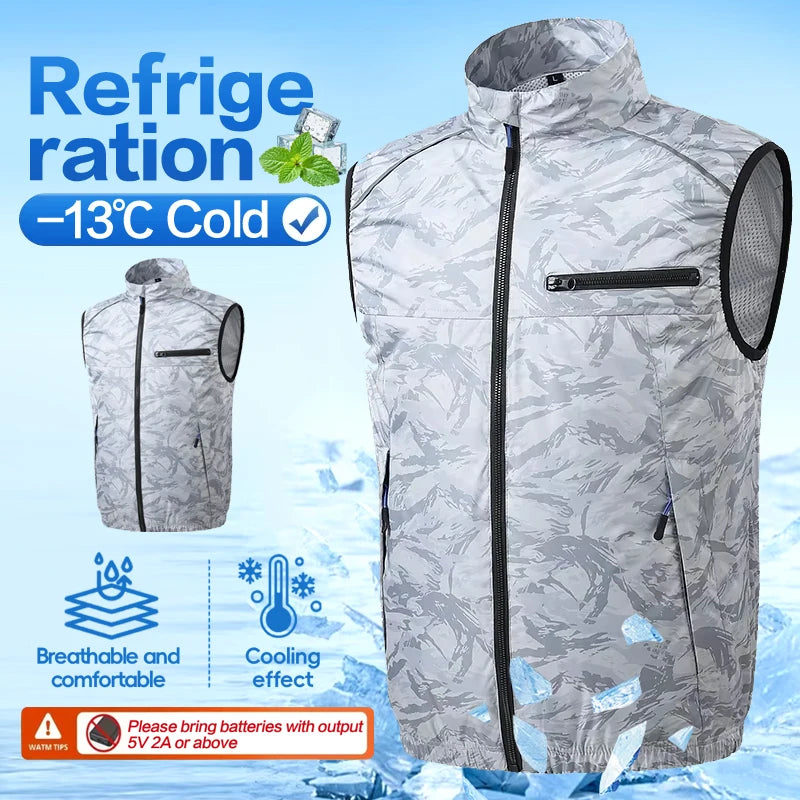 Cool summer smart cooling fan clothing, suitable for outdoor sports, fishing, high-temperature work, and convenient for nighttim