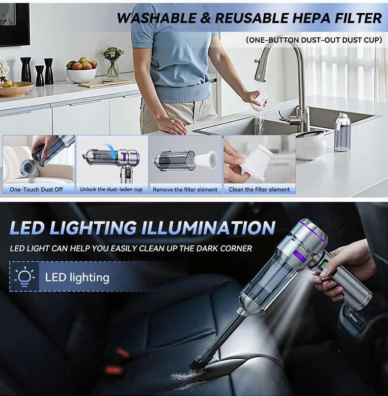 Vacuum Cleaner High Power Portable Handheld Wireless Brushless Motor Clean Machine Powerful Dust Blower Inflator Vacuum Cleaner