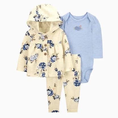 3-Piece Newborn Set – Hooded Coat, Romper & Trousers