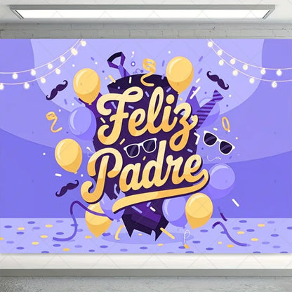Spanish Happy Father's Day Decor Background I Love Dad Black Suit Tie Family Party Banner Photography Backdrop Supplies Props