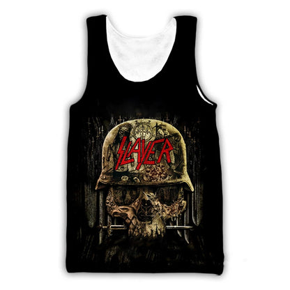 Slayer Rock Band 3D Print Tank Tops Men's Women Streetwear Hip Hop Oversized Fitness Gym Vest Sport Sleeveless Tops Men Clothing