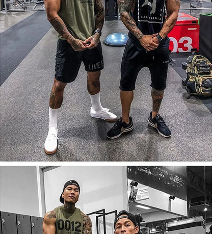 Men's Summer Fitness Tank Top Gym Workout Running Sleeveless Vest Bodybuilding Singlet Muscle Cotton Shirt Man Sports Casual Top
