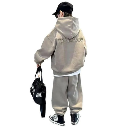 Kids Solid Color Hoodie & Jogger Set