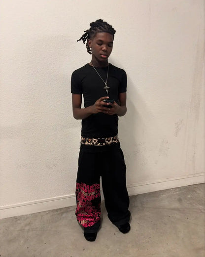 Retro double waist design casual street men pants hip-hop gothic harajuku loose pants Y2K letter pattern sports pants
