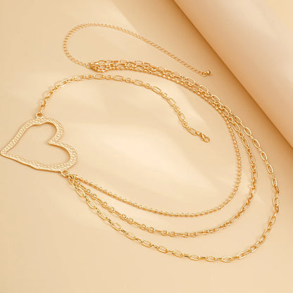 IngeSight.Z Classic Metal Multilayer Belly Chains For Women Hollow Gold Color Love Heart Beach Bikini Waist Body Chain Jewelry