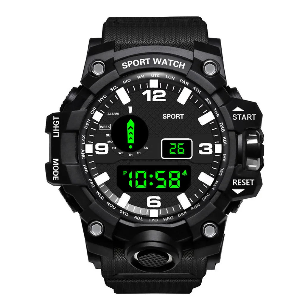 YIKAZE Sports Watch Men's LED Digital Watches Multifunction Military Clock Big Dial Waterproof Fitness Electronic Watch For Man