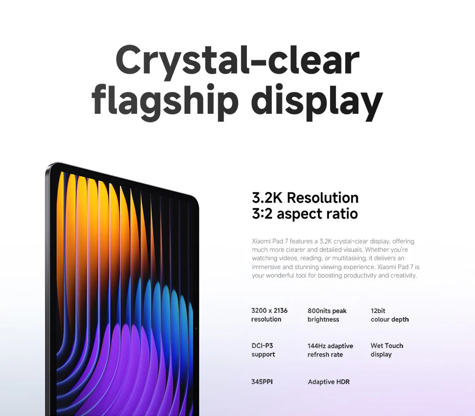 Global Version Xiaomi Pad 7 Tablet 11.2" 3.2K Display Snapdragon 7+ Gen 3 Octa-core CPU 8850mAh 13MP Camera 144Hz 45W Charging