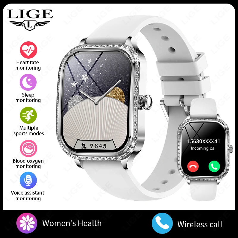 2026 Fashion Women Smart Watch Bluetooth Call Custom Watch Face Fitness Tracker IP68 Waterproof Smartwatch Woman for Android IOS