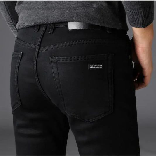 Stretch Black Biker Denim Jeans
