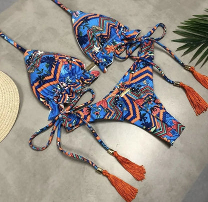 Women's Printed Bikini Beach Holiday Trio