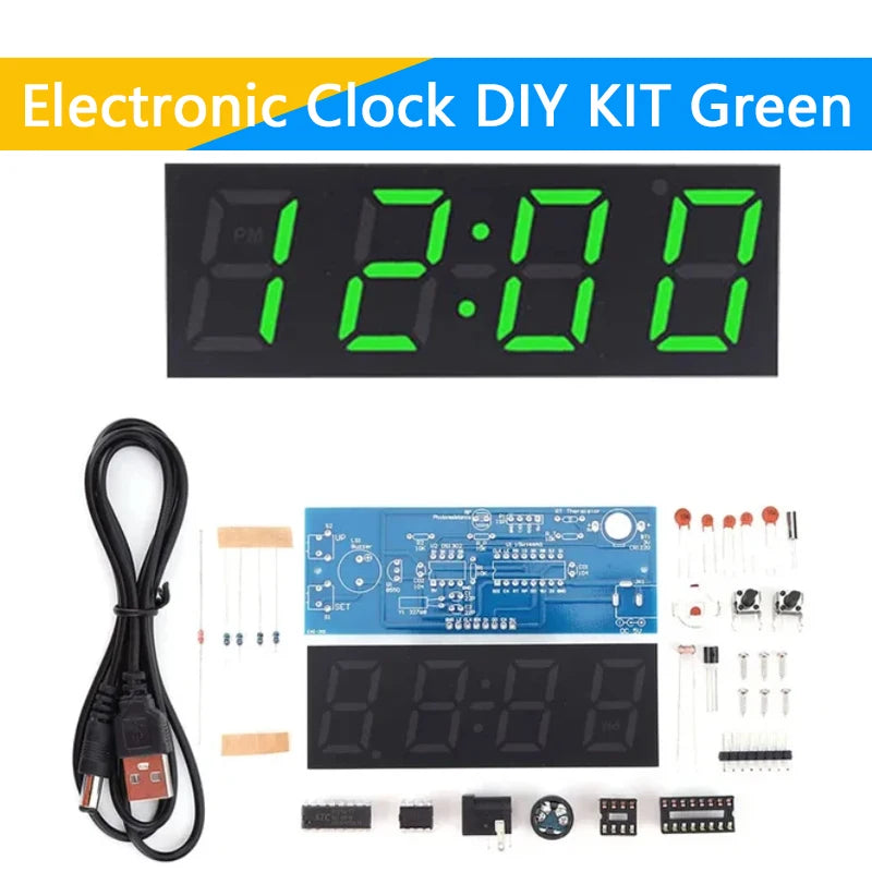 Electronic Clock DIY KIT LED Microcontroller Kit Digital Clock Time Light Control Temperature Thermometer Diy Electronic Kit
