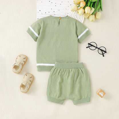 Baby Clothes Set Knitted Cotton Infant Tops +Pants Breathable Comfortable Newborn Boy Girl Pullover +Shorts Summer Fashion Solid