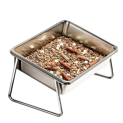 【E】Cat Bowl Cat Food Bowl Stainless Steel Double Bowl Anti-Tip Pet Bowl Cat Eating Bowl Drinking Bowl Grain Bowl Dog Bowl
