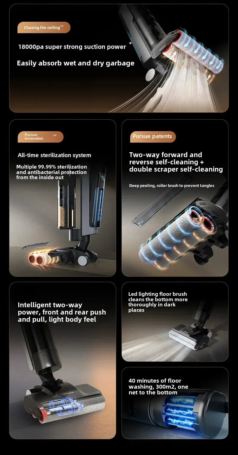 NEW Dreame Double Roll Floor Wash H30 Pro Plus Mix Home Hot Water Sterilization, Cleaning, Dragging, and Vacuum Cleaner