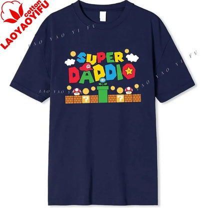 Super Daddio Funny Gamer Dad Father's Day Gift Tshirt 100% Cotton New Fashion Short Sleeve Vintage Classic Streetwear Tee Tops
