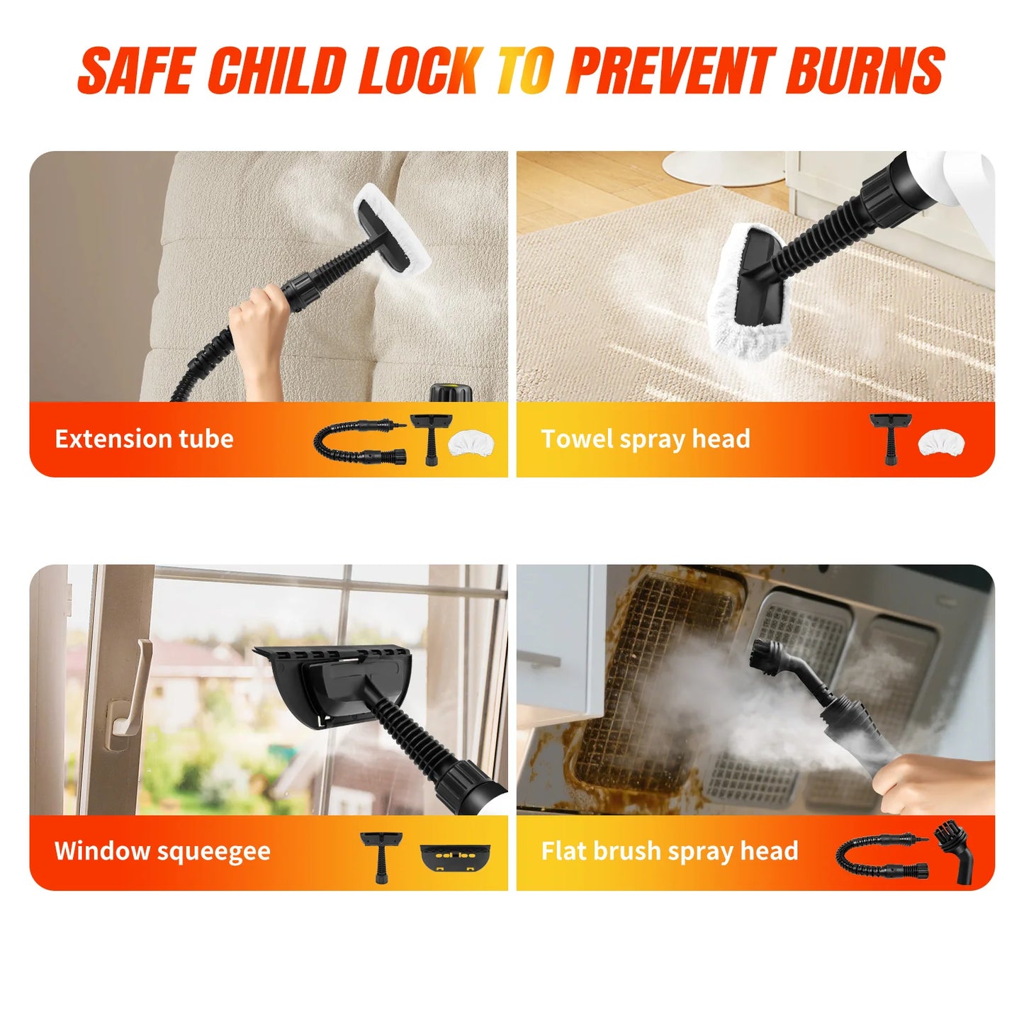 BRIEFNESS Hand-held Steam Cleaner High Temperature Sterilization Air Conditioning Kitchen Hood Home /Car Steaming Cleaner 400ML