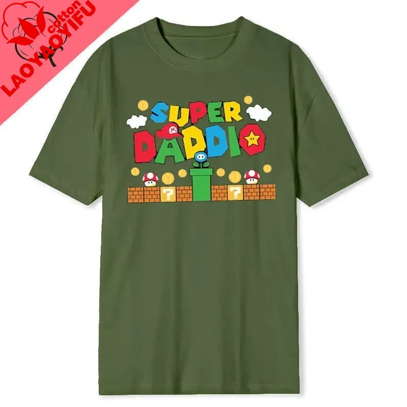 Super Daddio Funny Gamer Dad Father's Day Gift Tshirt 100% Cotton New Fashion Short Sleeve Vintage Classic Streetwear Tee Tops