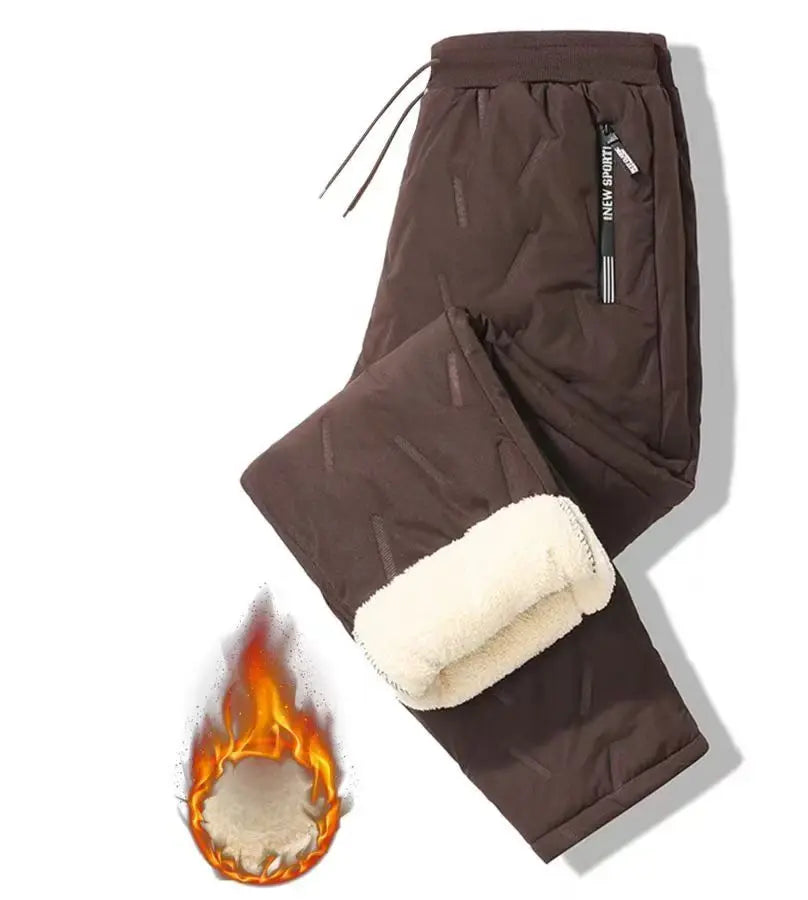 European size thick cotton pants with cashmere for men's cold and casual wear, ultrasonic cotton pants available in multiple col