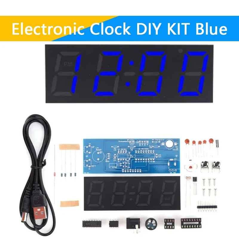 Electronic Clock DIY KIT LED Microcontroller Kit Digital Clock Time Light Control Temperature Thermometer Diy Electronic Kit