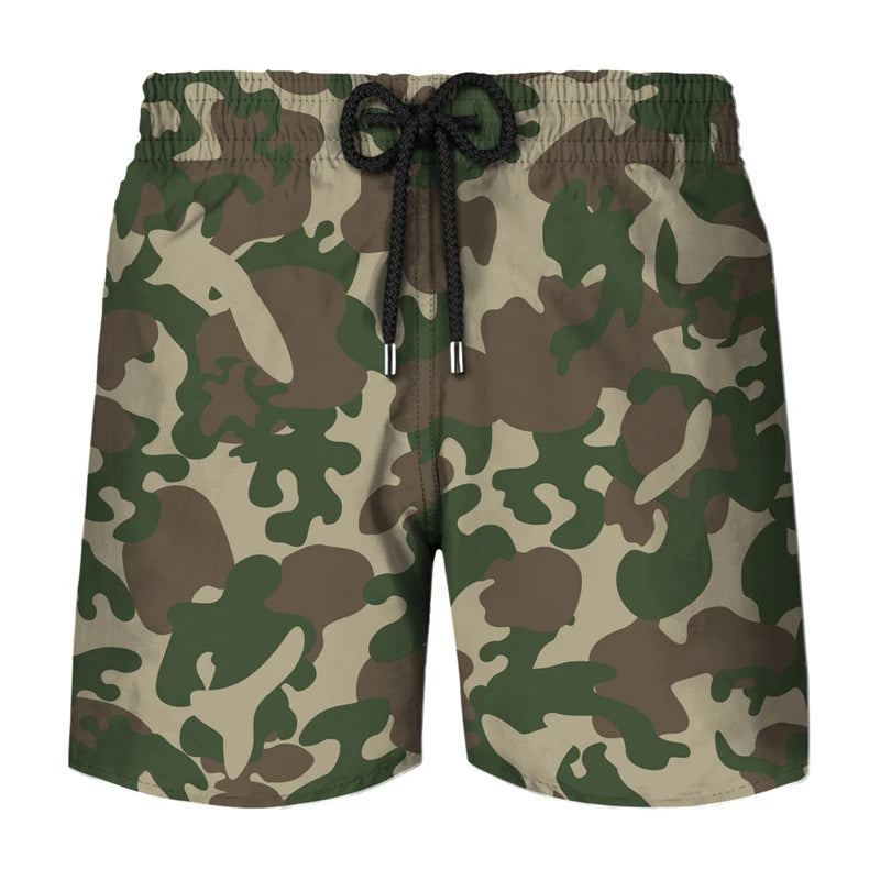 Camouflage Cosplay 3d Printed Sports Shorts For Men Outdoor Running Breathable Beach Shorts Loose Elastic Waistband Short Pants