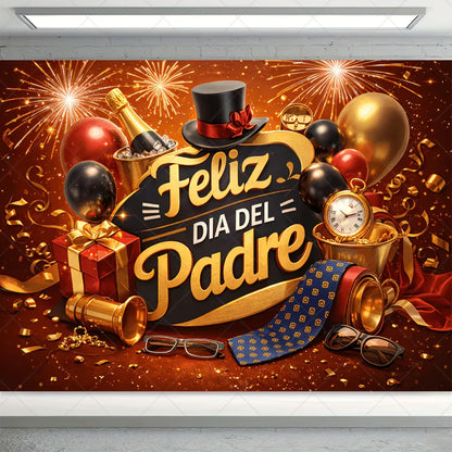 Spanish Happy Father's Day Decor Background I Love Dad Black Suit Tie Family Party Banner Photography Backdrop Supplies Props