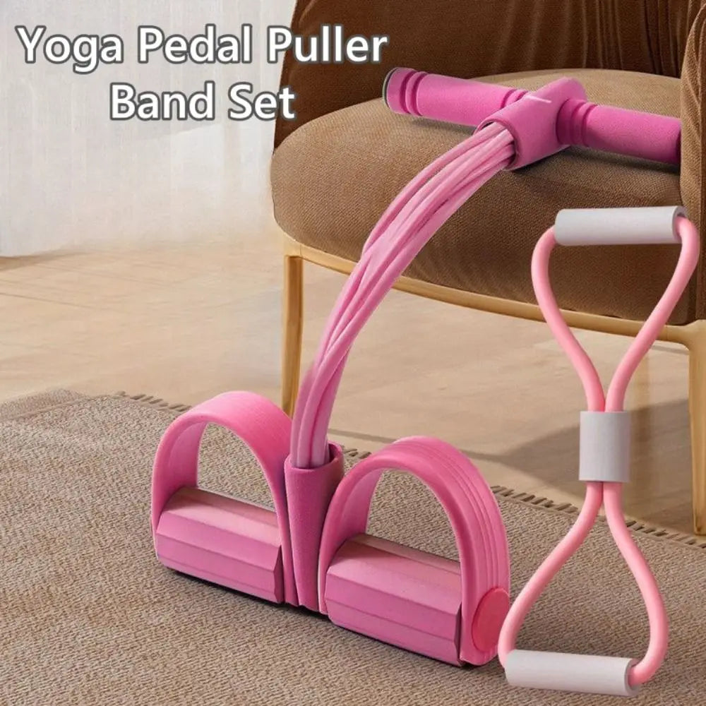 6-Tube Resistance Bands Set with Foam TPE Yoga Pedal Puller Sport At Home Shoulder Opening 8-Line Tension Rope Fitness Equipment