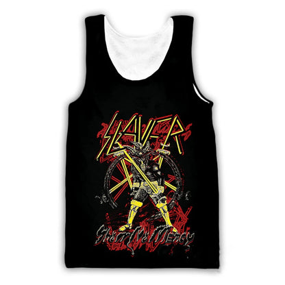 Slayer Rock Band 3D Print Tank Tops Men's Women Streetwear Hip Hop Oversized Fitness Gym Vest Sport Sleeveless Tops Men Clothing