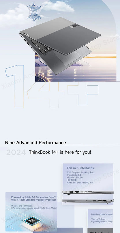 Lenovo Laptop Thinkbook 14+ 2024 AI 14.5" 3K 120Hz Screen UItra5-125H/UItra9-185H NVDIA RTX4060 Dolby Atoms Gaming Notebook PC