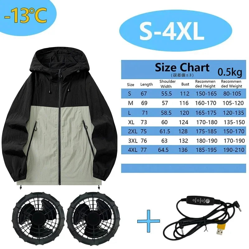 Men Women Smart Air Conditioning Cooling Jacket with Fans Intelligent Heat Dissipation UV Protection Outdoor Work Clothes Summer