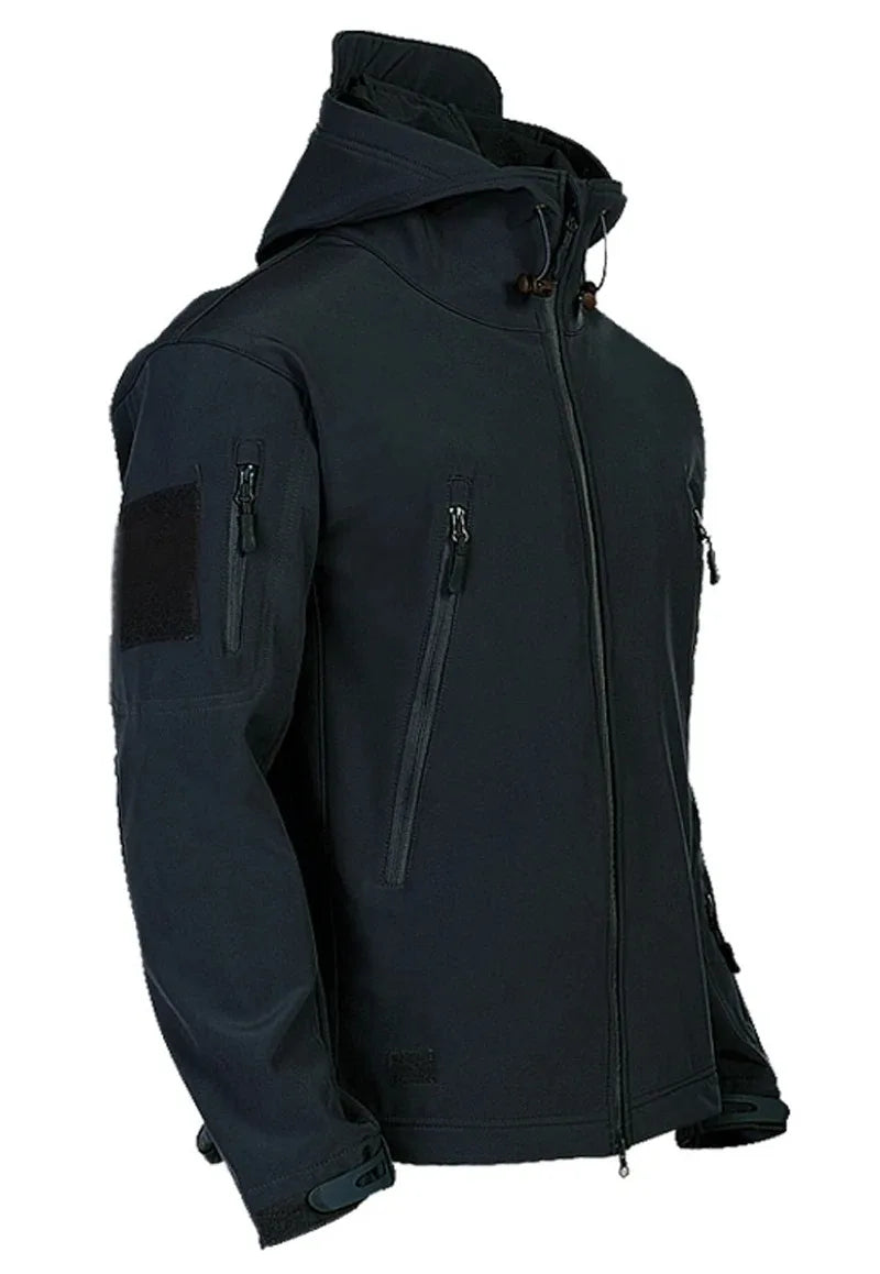 Men's Hooded Casual Military Outdoor Utility Jacket Fashion Sharkskin Soft-Shell Tactical Waterproof Combat Bomber Jacket