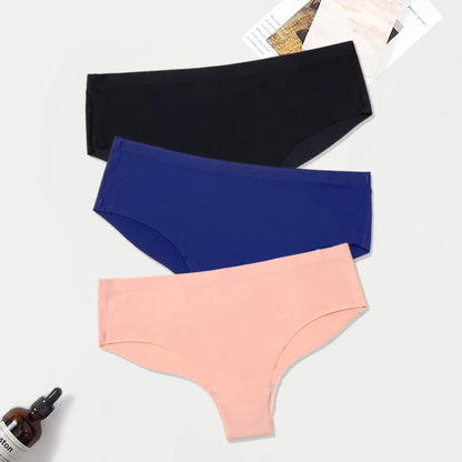 WarmSteps 3Pcs/Set Seamless Woman Panties Underwear Fitness Sports Women's Briefs Ice Silk Sexy Female Lingerie XXL Large Size