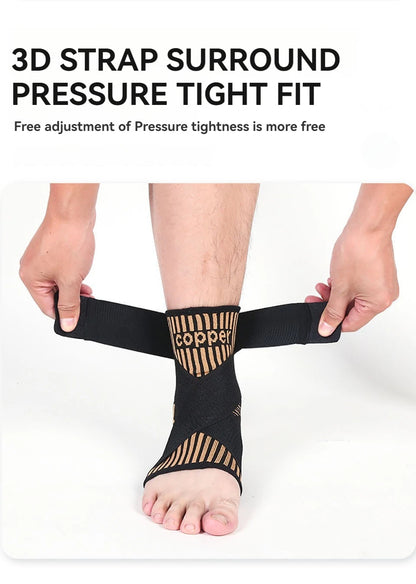 1Pcs Copper Ion Ankle Brace Adjustable Knitted Ankle Brace Compression Strap Fitness Cycling Running Copper Fiber Ankle Brace