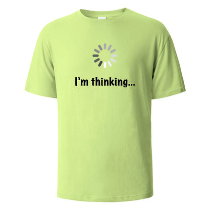 I‘m Thinking Funny Print T-Shirt Summer Tees For Men Women 100% Cotton O-neck Oversize Casual Short sleeved Streetwear Basic Top