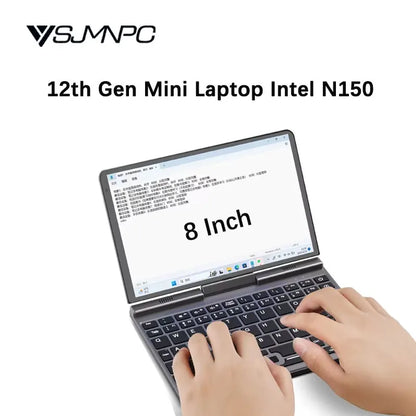 YSJMNPC 12th Gen Mini Laptop Intel N95 Quad Core 8 Inch Screen LPDDR5 12GB 4800MHz M.2 1TB Windows11Pro AX WiFi6 BT5.2 RJ45 LAN