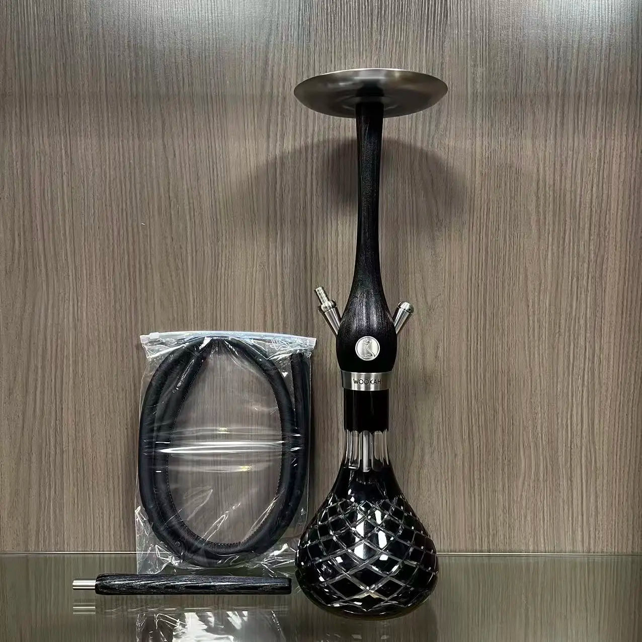 Wookah Hookah Shisha Set High Quality Wooden Large Hookah with Glass Bottle Single Pipe