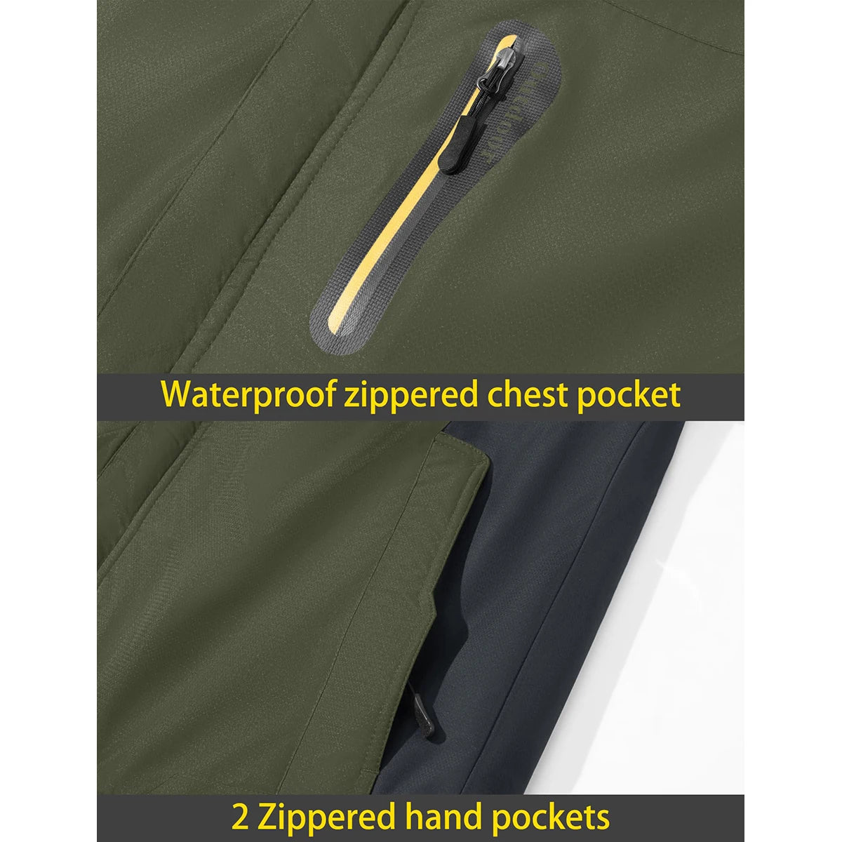 TACVASEN Men's Waterproof Ski Jacket Fleece Lining Warmth Parka Winter Snow Working Outdoors Hooded Coat Rain Shell Windbreaker