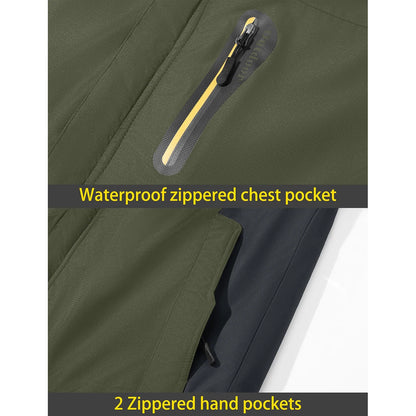 TACVASEN Men's Waterproof Ski Jacket Fleece Lining Warmth Parka Winter Snow Working Outdoors Hooded Coat Rain Shell Windbreaker
