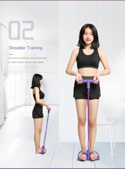 6-Tube Resistance Bands Set with Foam TPE Yoga Pedal Puller Sport At Home Shoulder Opening 8-Line Tension Rope Fitness Equipment
