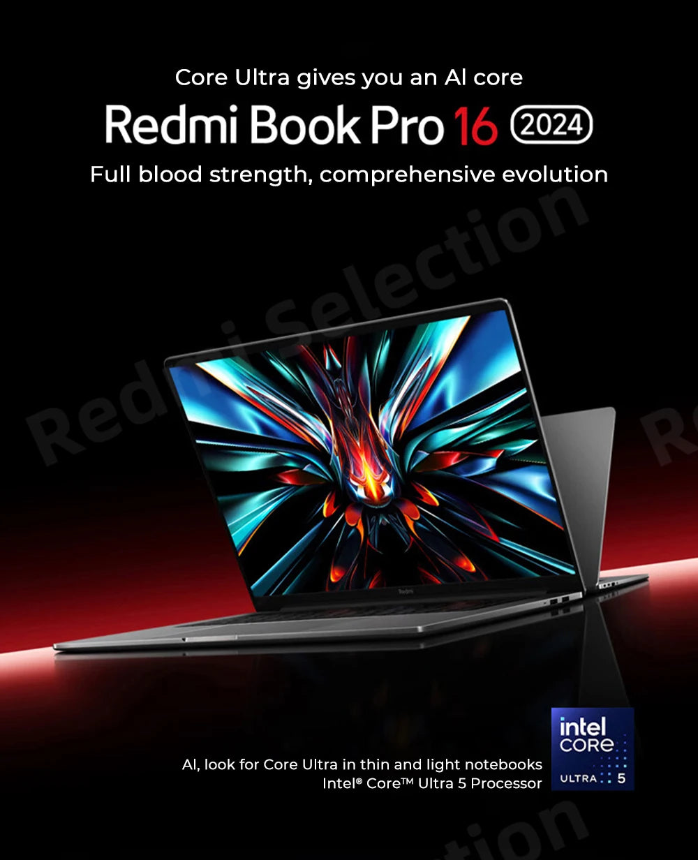Xiaomi laptop RedmiBook Pro 16 2024 Core Ultra 5-125H/Ultra 7-155H ARC Graphics 32GB DDR5 1TB SSD 16-inch 3.1K 165hz Screen Pc