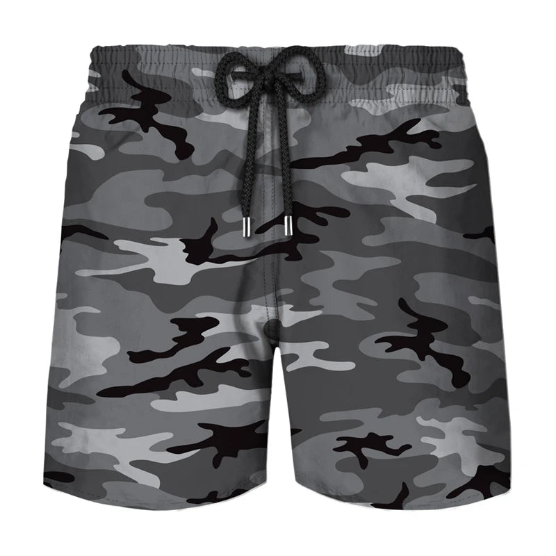 Camouflage Cosplay 3d Printed Sports Shorts For Men Outdoor Running Breathable Beach Shorts Loose Elastic Waistband Short Pants